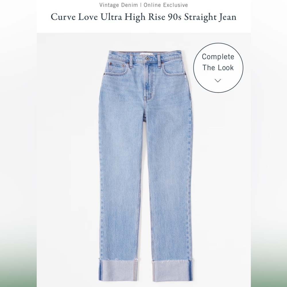 Curve Love Ultra High Rise 90s Straight Jean in Medium with Cuff - SIZE 31